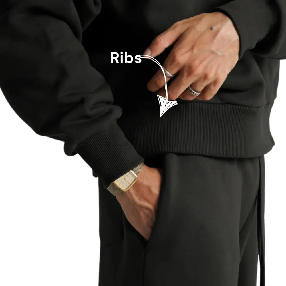 ribs of the hoodie ribs