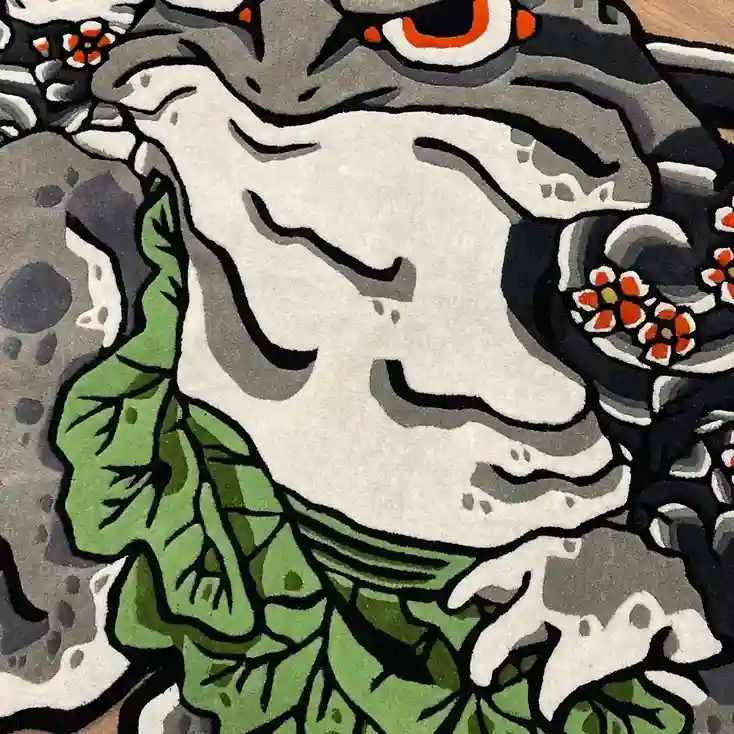 Stylish Kaeru no Bujin Tattoo Rug for Bold Home Decor