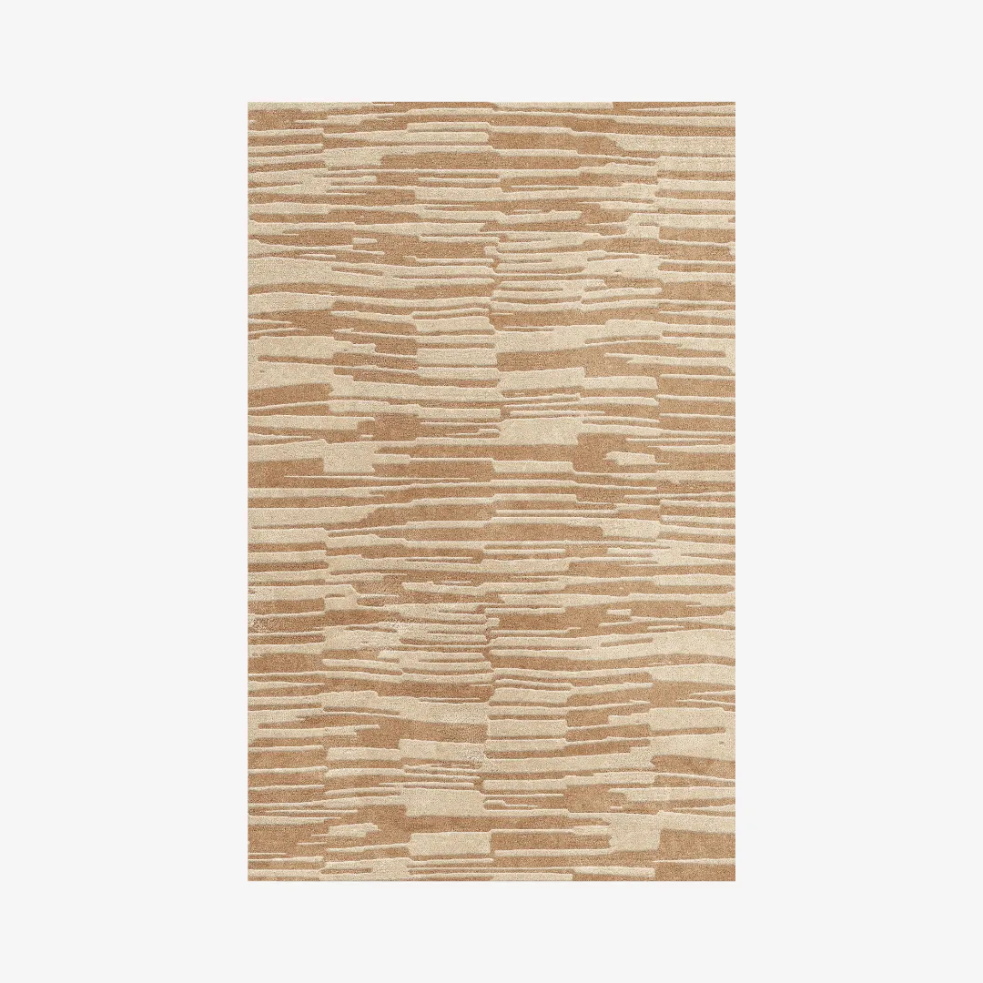 Enclave Brown abstract rug with horizontal textured lines