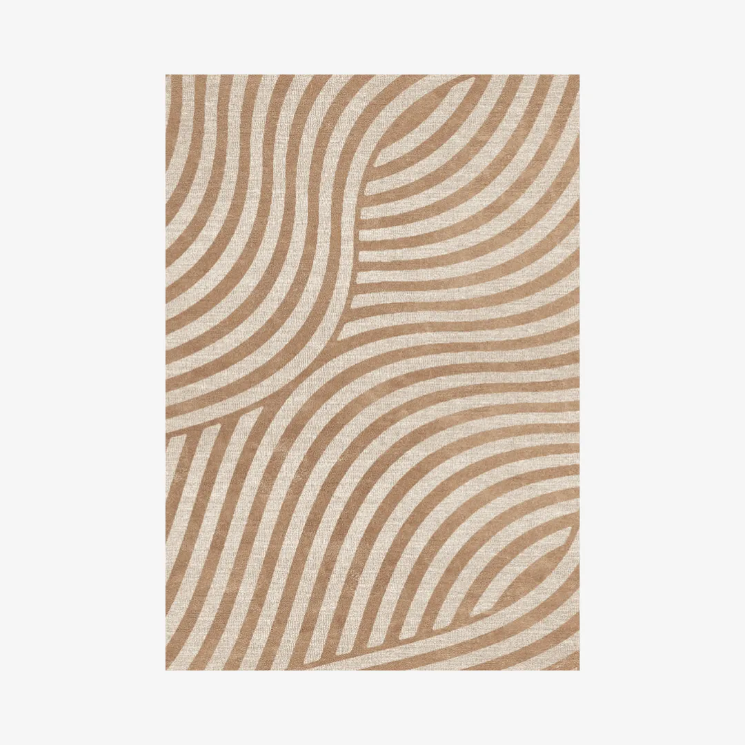 Sable Beige Area Rug with soft wave pattern in ivory and sand