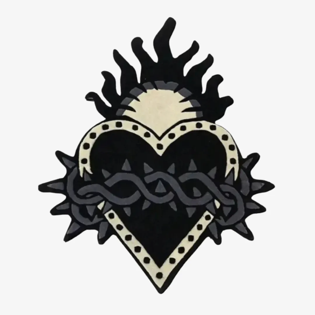 Sacred Heart Tattoo-Inspired Rug – Artistic Home Decor