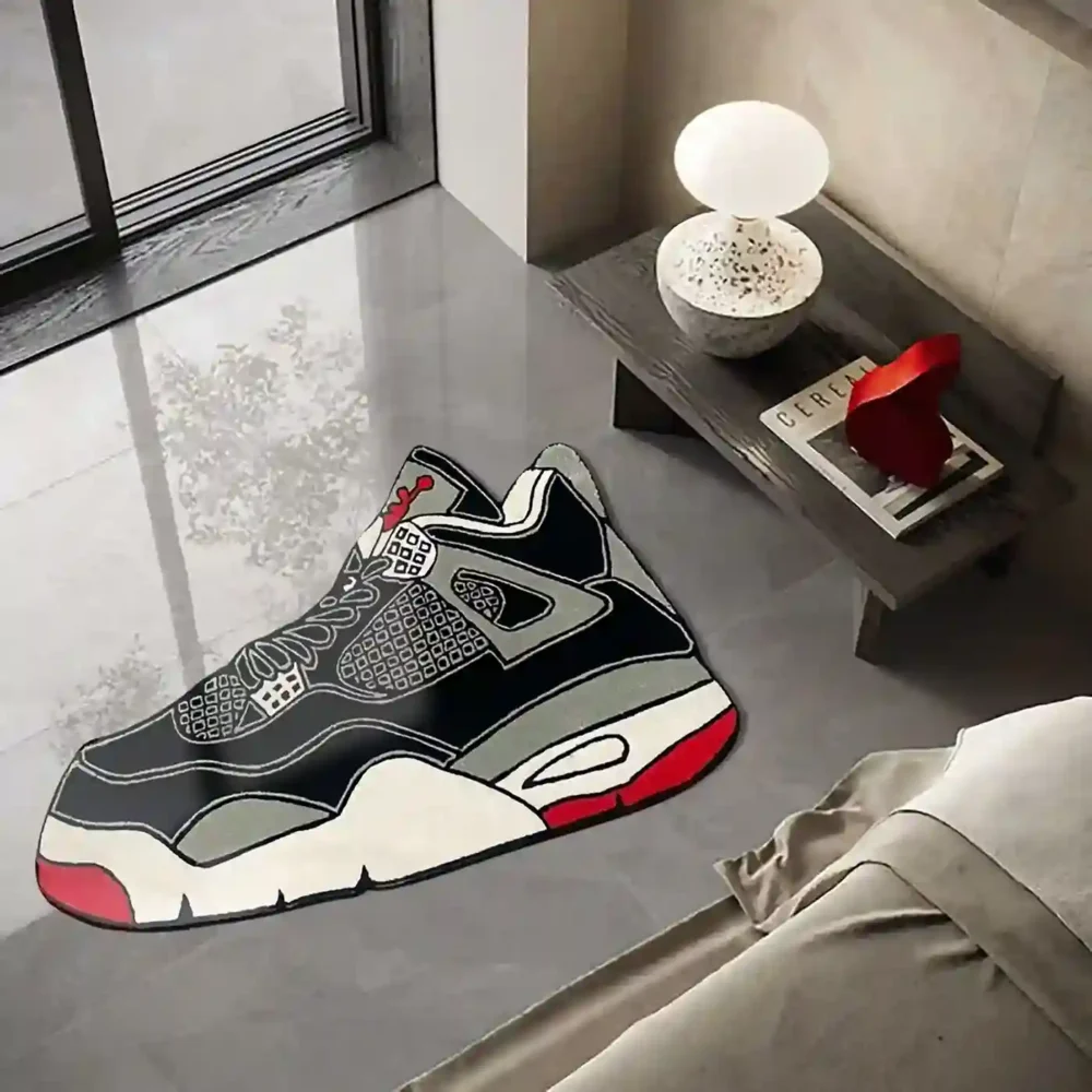 bred cement_1 Jordan 4 Bred Cement Rug – Ultimate Sneakerhead Decor