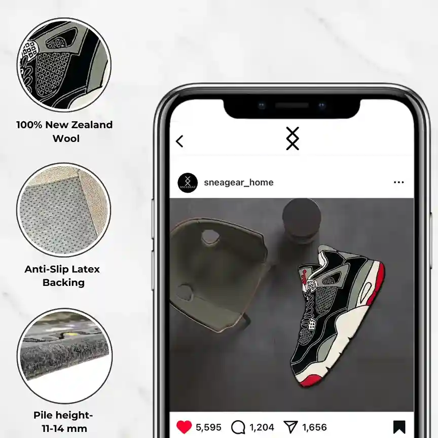 bred cement_2 Hypebeast Air Jordan 4 Bred Cement Rug – Sneaker Room Essential