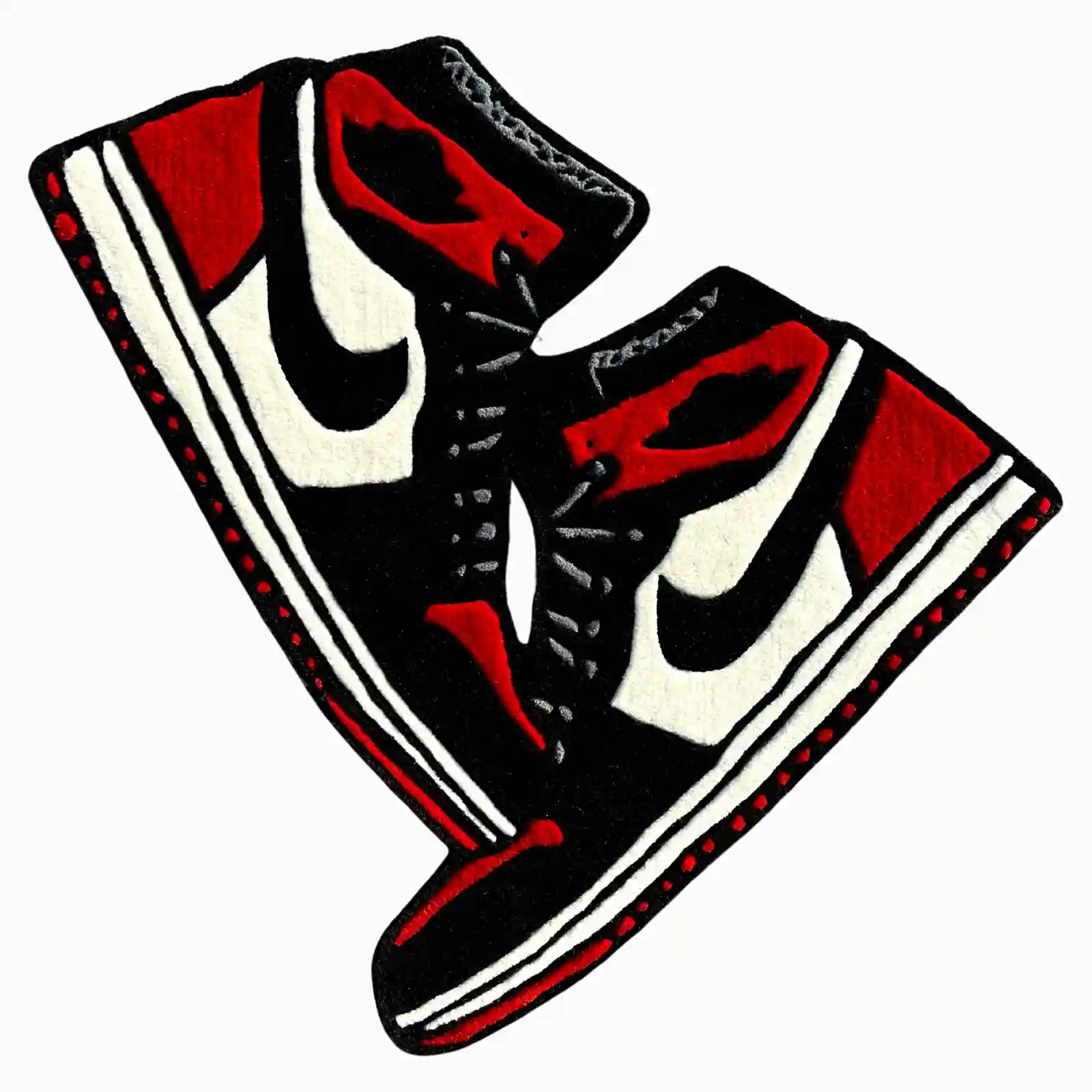 Custom AJ1 High Bred Toe Sneakers rug with hanging design