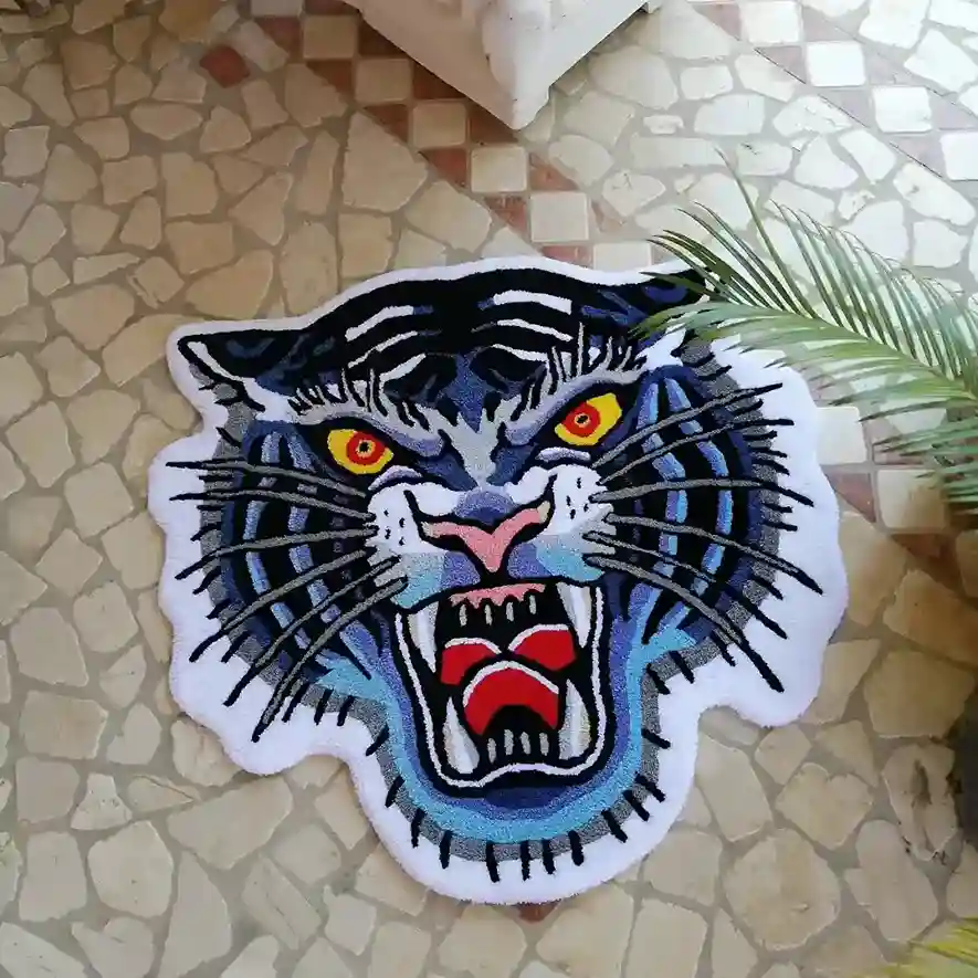 Savage Tiger Roar Rug – Tattoo-Inspired Bold Design