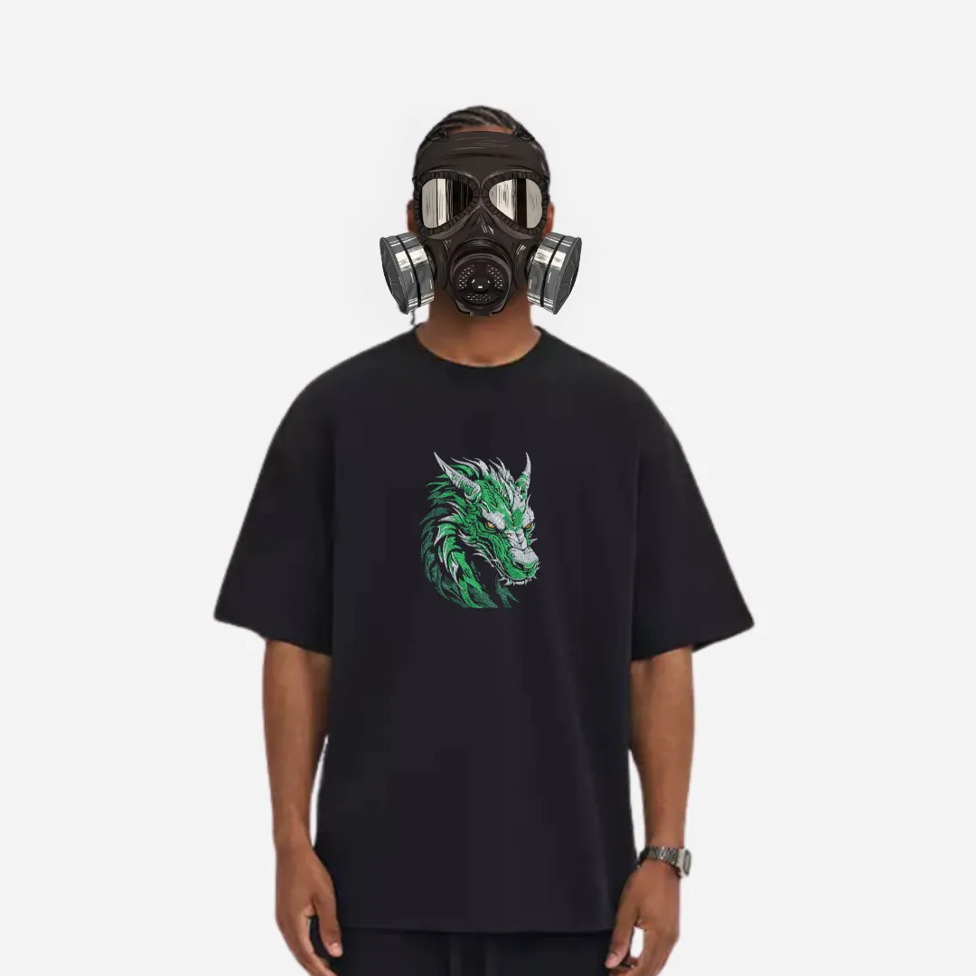 mystic green dragon embroidered tee