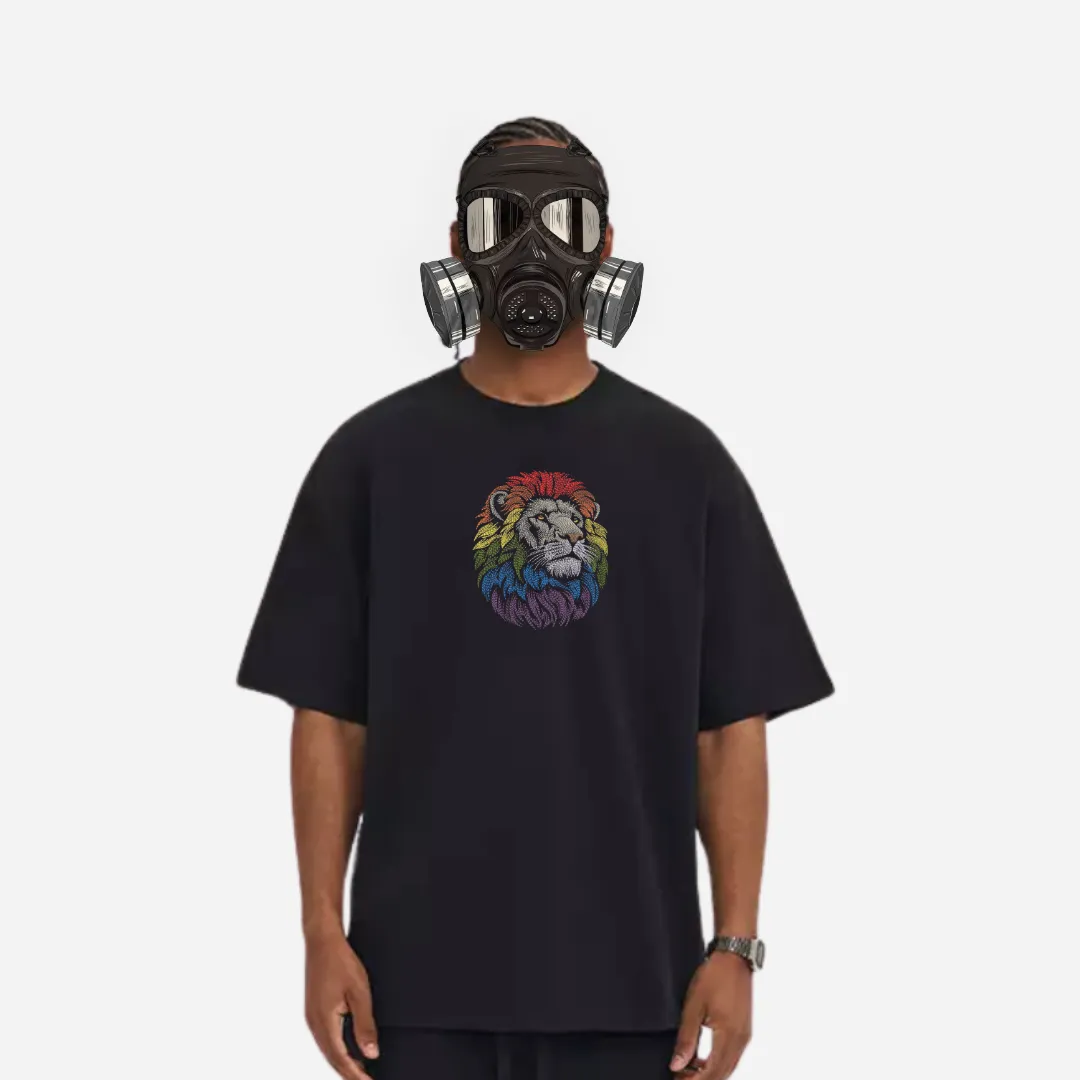 Colorful Lion Embroidered Tee