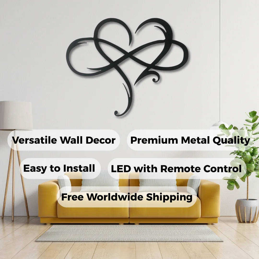 Eternal Love Silhouettes Personalized love wall art in black metal.