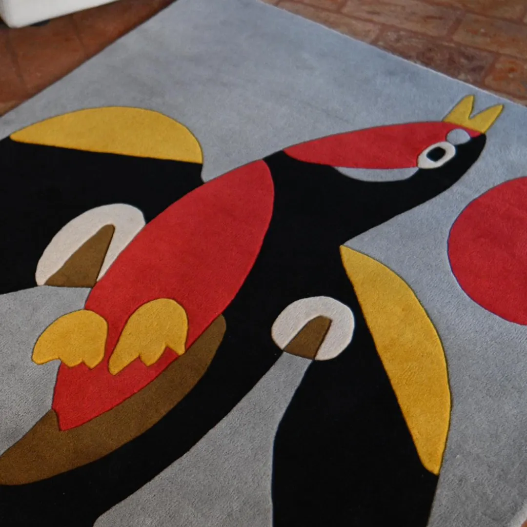 Aviara Tattoo Rug Aviara Rug Featuring Striking Bird Motif and Vibrant Colors, Handcrafted from Premium Wool