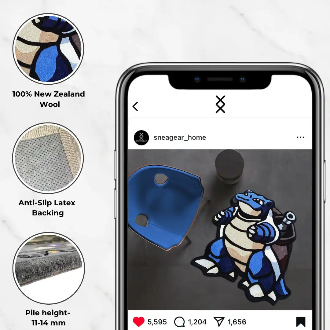Blue Blastoise Pokémon Area Rug | Hand-Tufted - Image 5