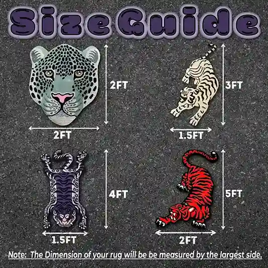 Size guide of tiger rug