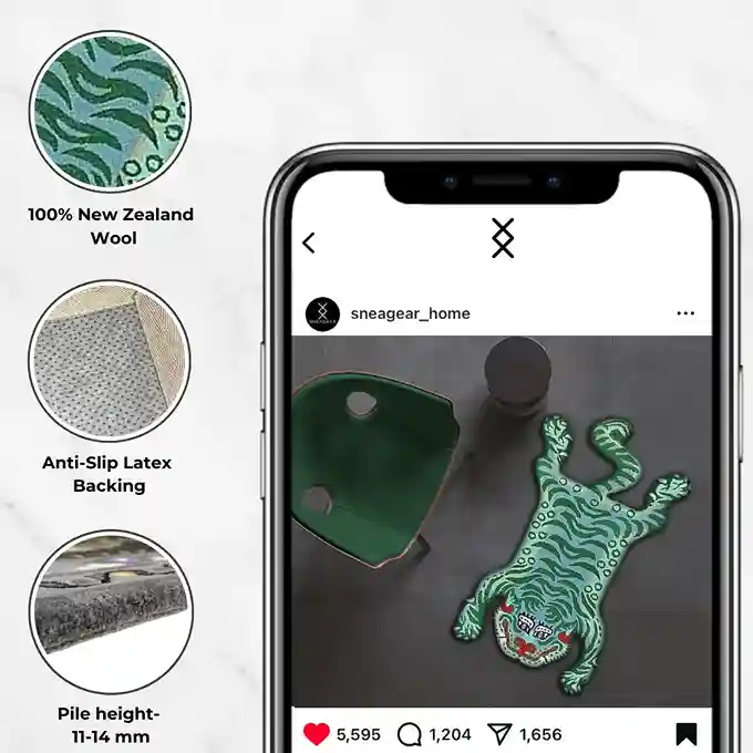 green moonga tiger rug