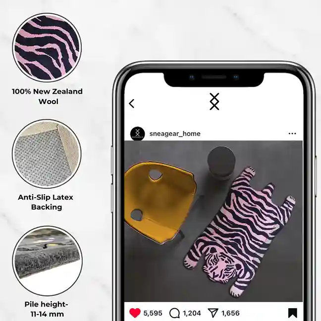 pink diamond tiger rug