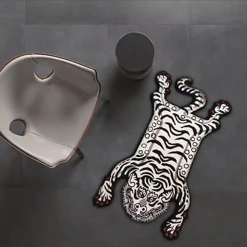 white tibetan tiger rug