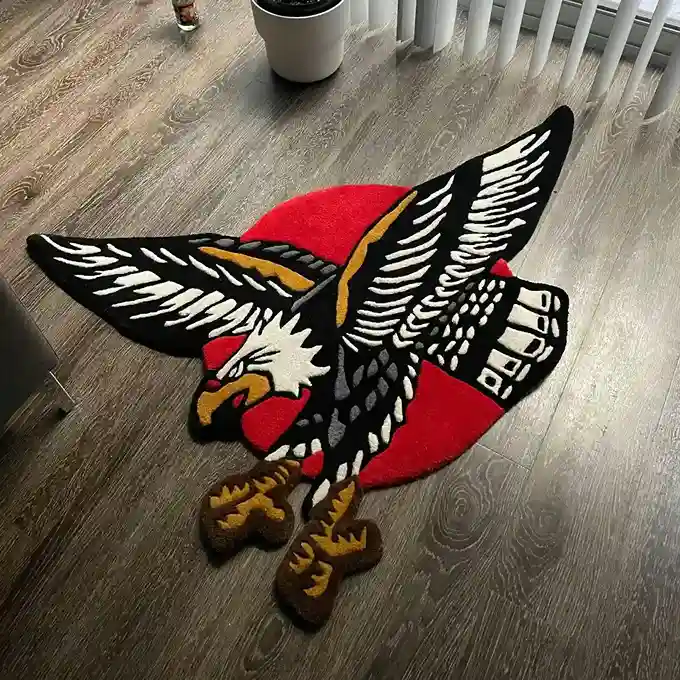 American Traditional Eagle Tattoo Rug – Classic Tattoo Design Rug