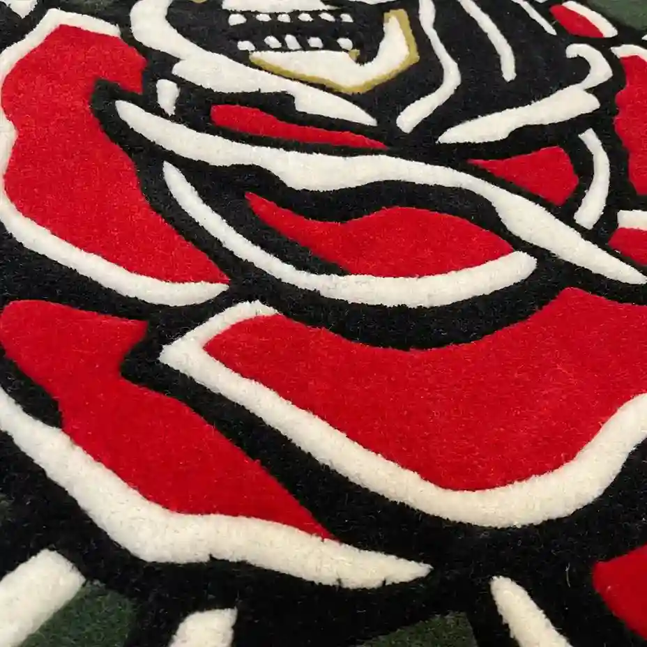 Premium Blooming Reaper Area Rug – Edgy Tattoo-Inspired Artwork