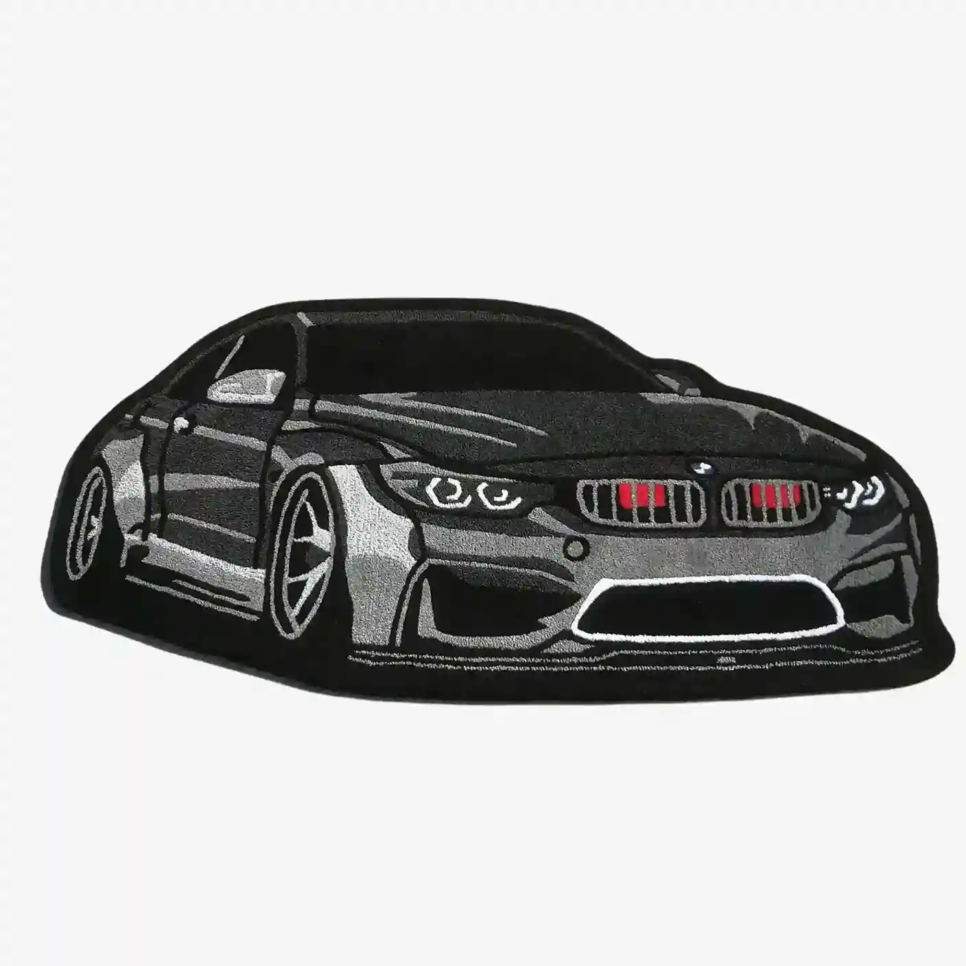 Custom tufted car rug inspired by turbo coupe design