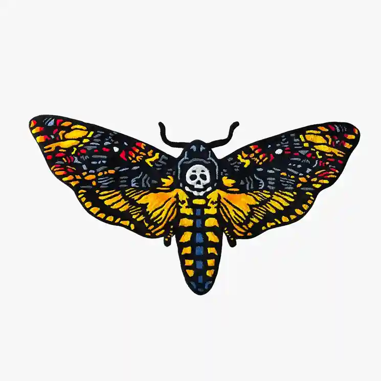 Death Moth Tattoo Rug – Gothic Decor for Tattoo Lovers