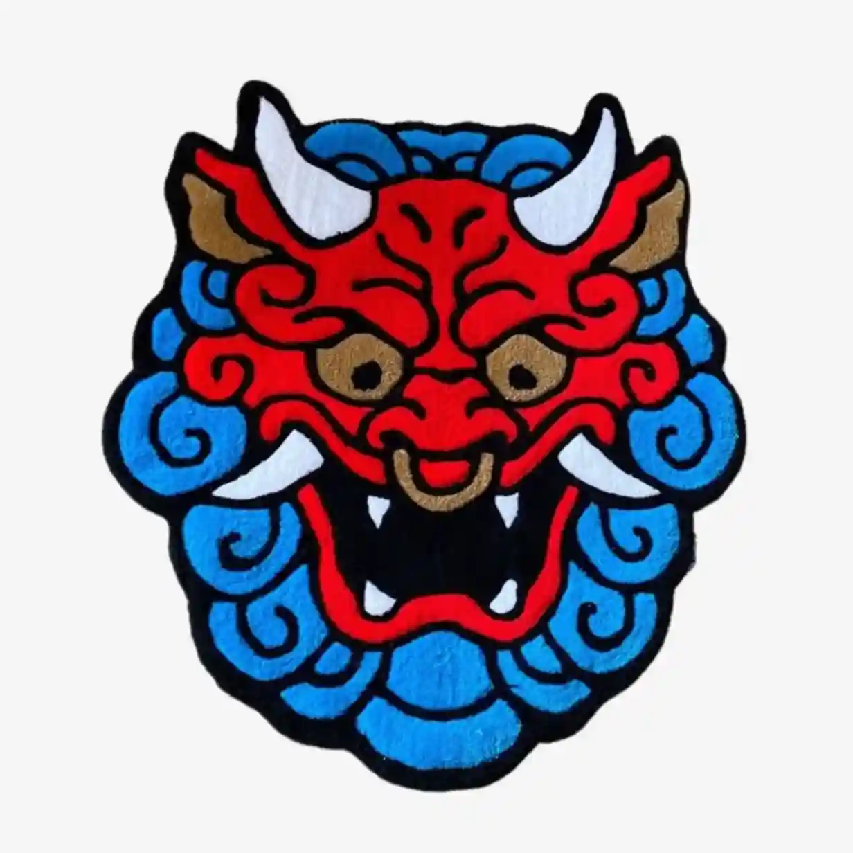 Red Oni Demon Rug – Japanese Tattoo Art Decor