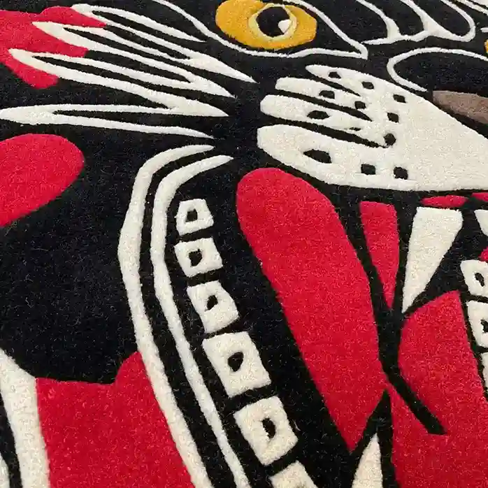 Stylish Panther Head Design Rug – Tattoo-Inspired Home Decor