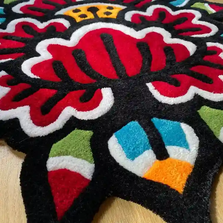 Traditional Rose Tattoo Rug – Classic Floral Design