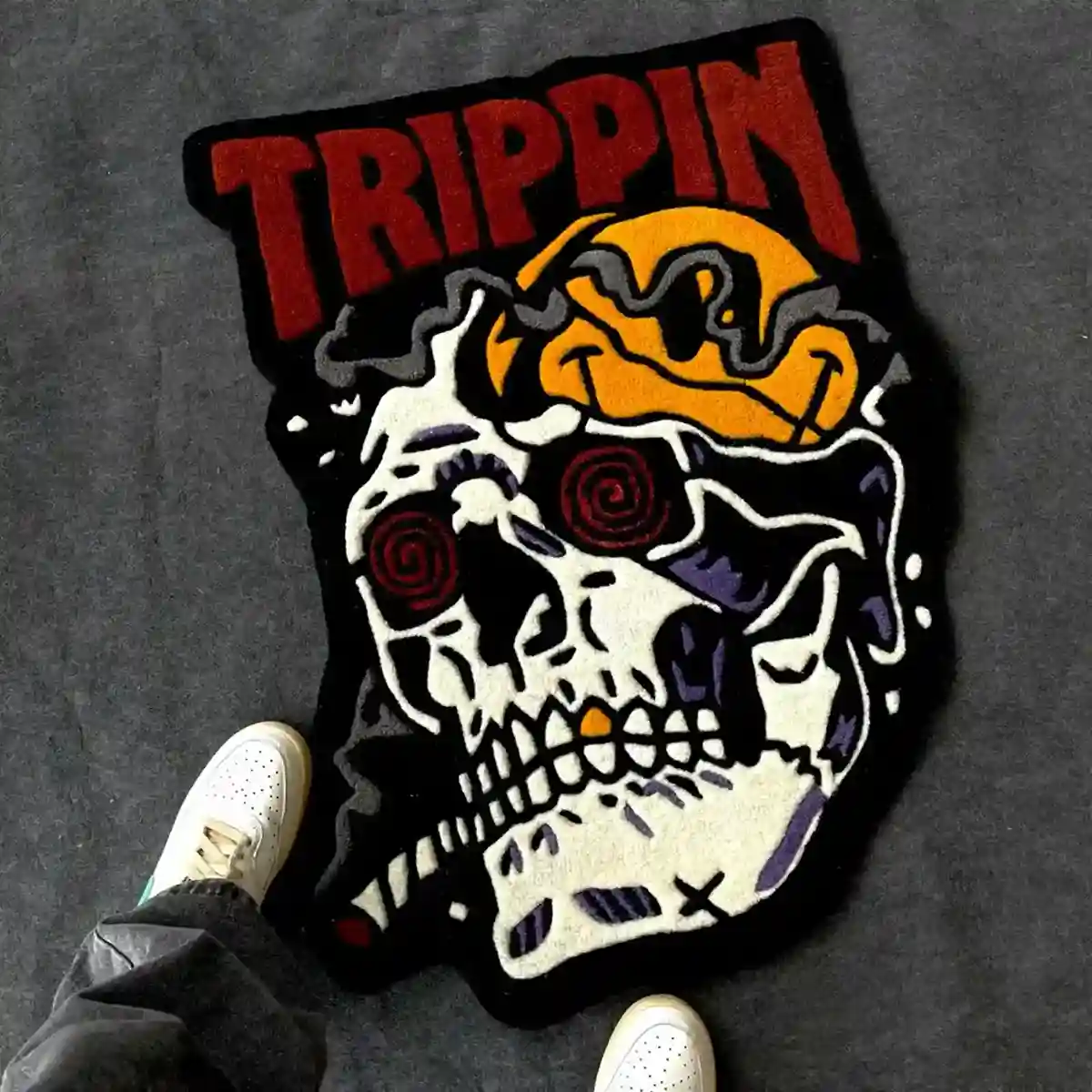 Psychedelic Skull Rug for Alternative & Gothic Aesthetics