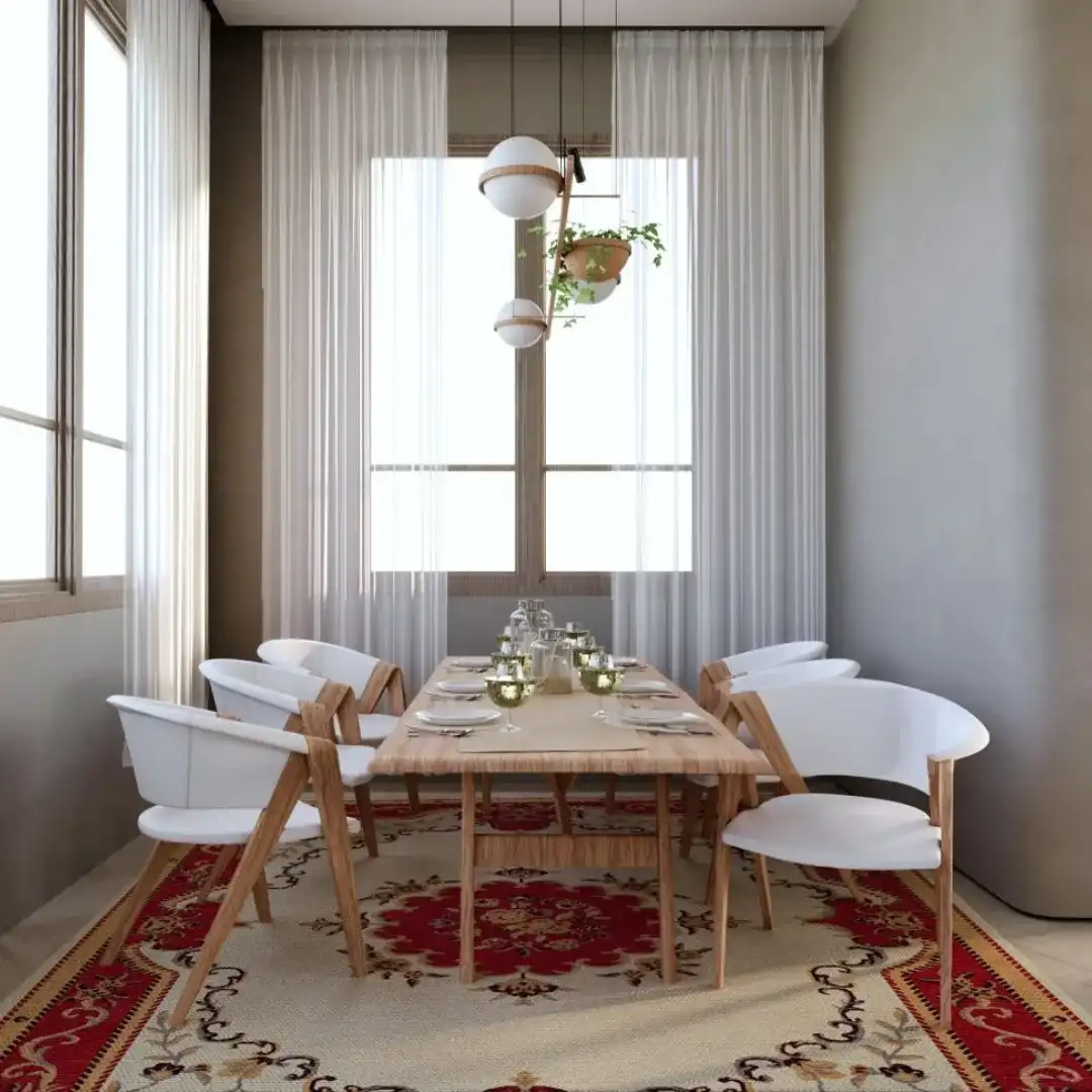 Close-up of floral design on Vintage Floral Beige Hand-Tufted Rug