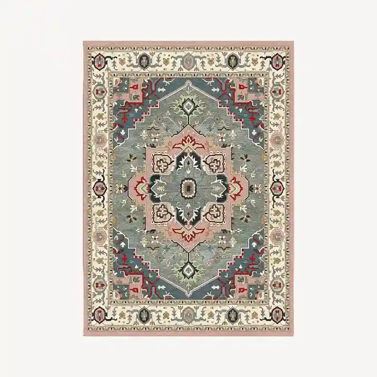 Vintage Floral Blue Hand-Tufted Rug with floral design and soft wool texture