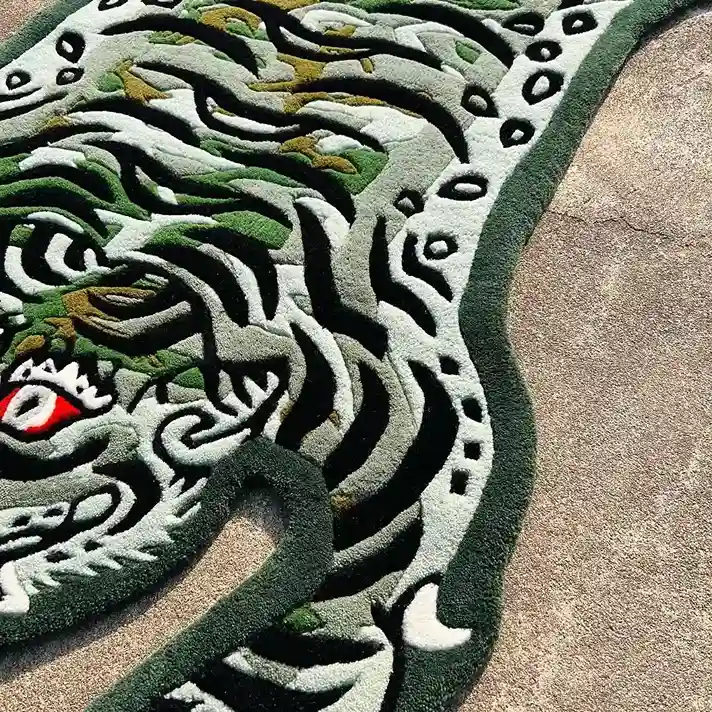 Army Green Tibetan Tiger Rug