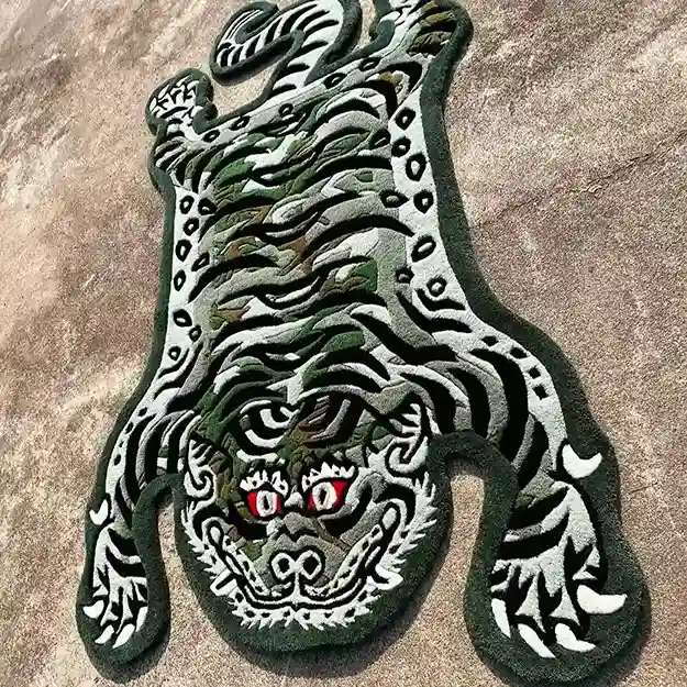 Army Green Tibetan Tiger Rug