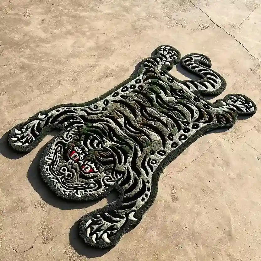Army Green Tibetan Tiger Rug