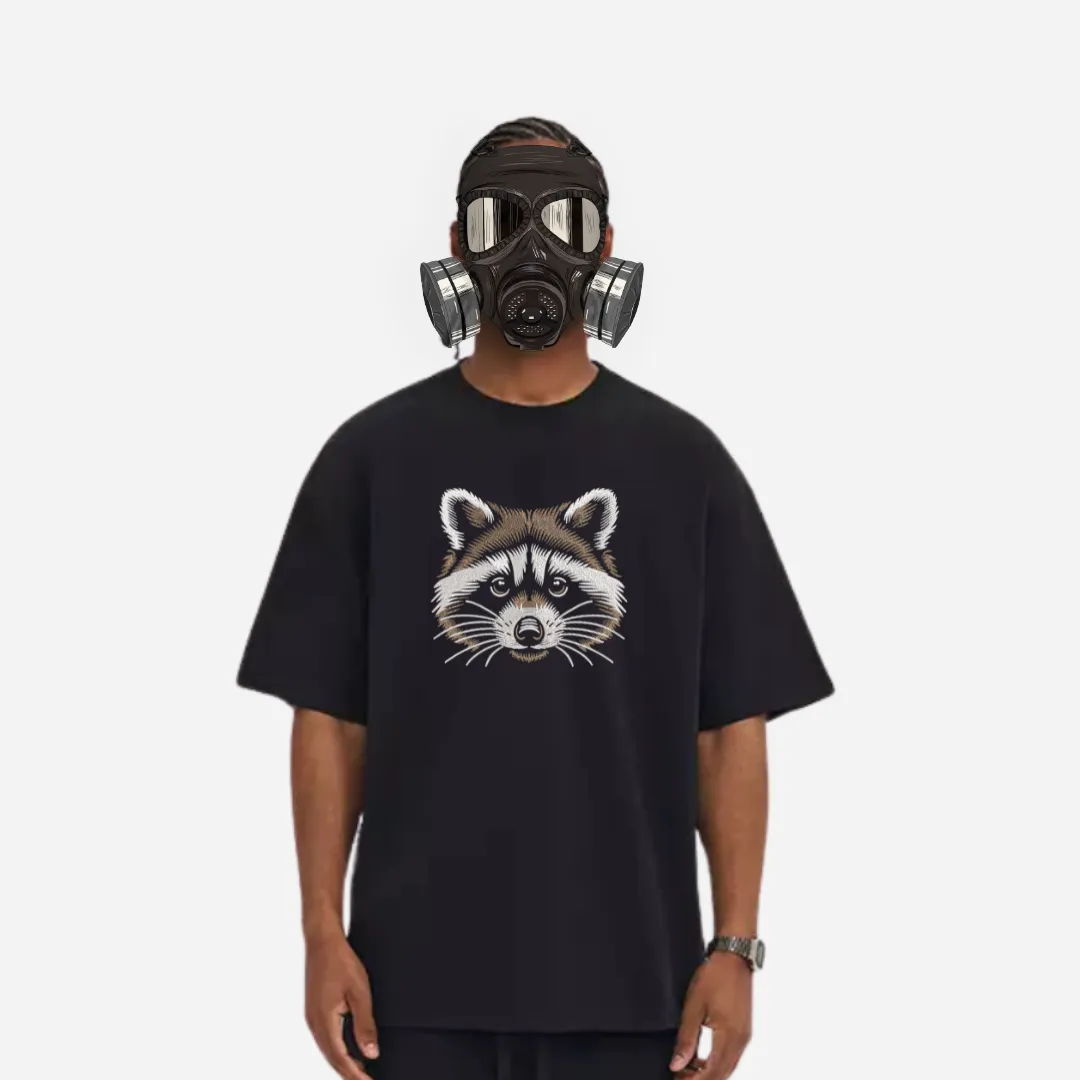Cute Raccoon Embroidered T Shirt