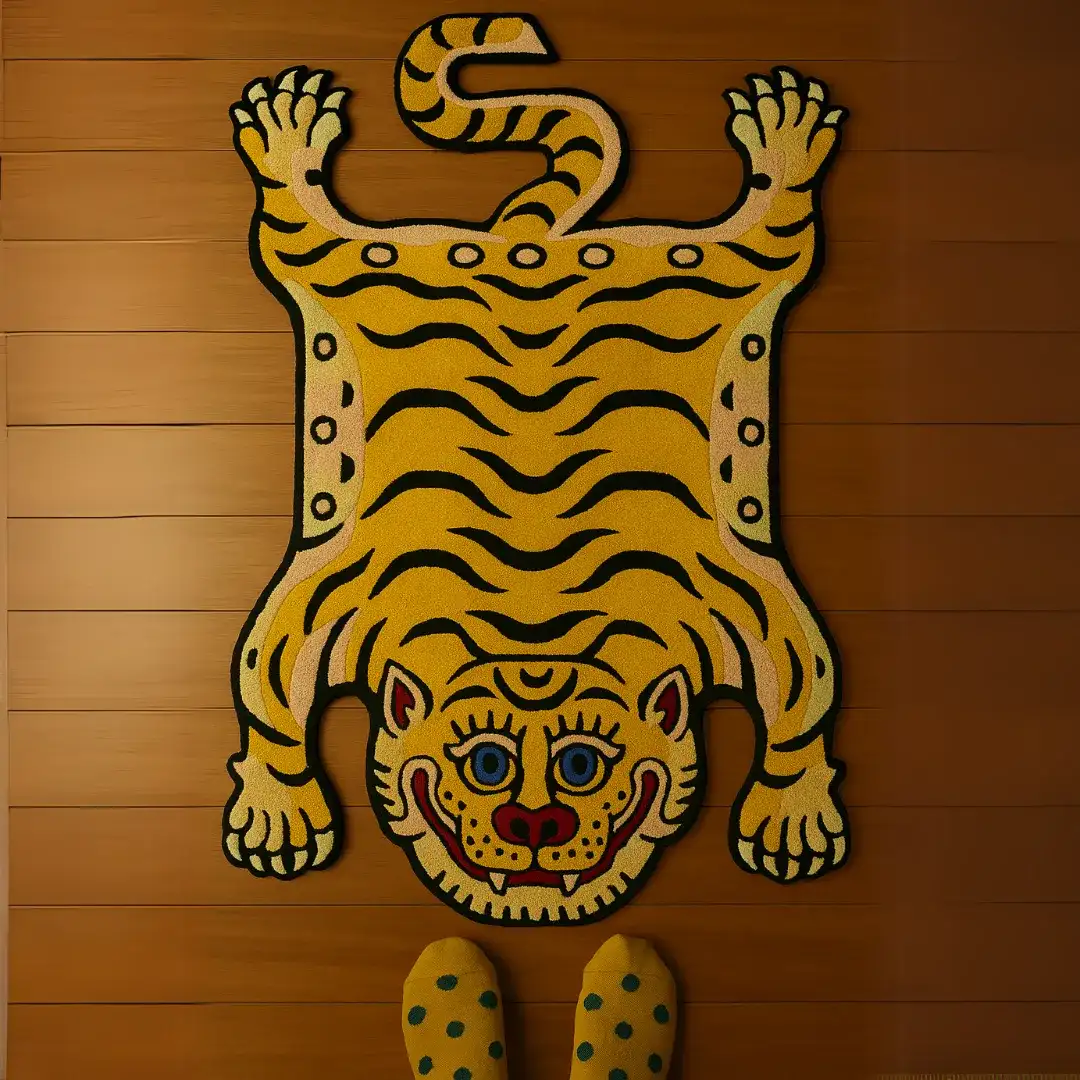 Golden Yellow Tibetan Tiger Rug