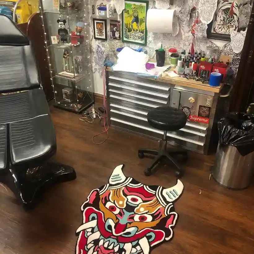 Hannya Oni Mask - Tattoo Rug