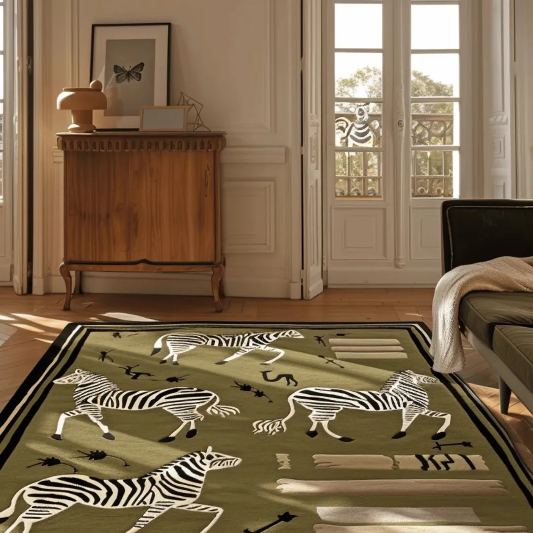 Horse Green Tufted Rug