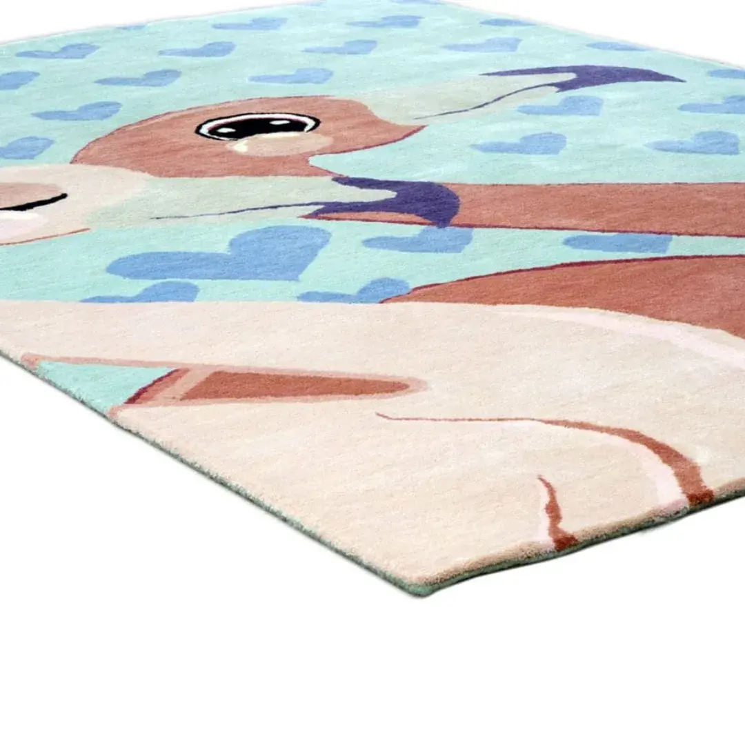 lovebirds blue hand tufted designer rug