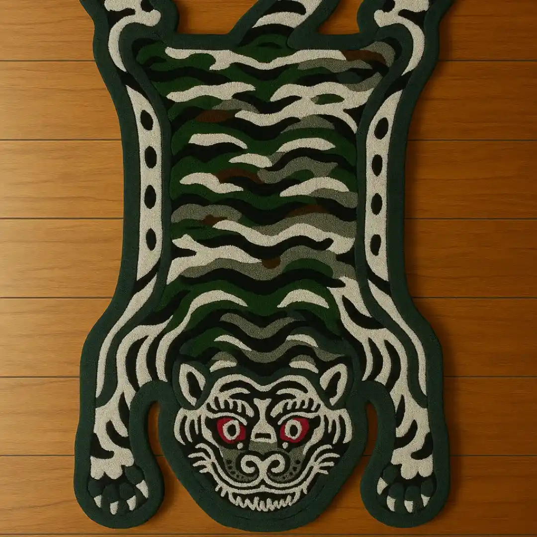 Military Green Tibetan Tiger Rug