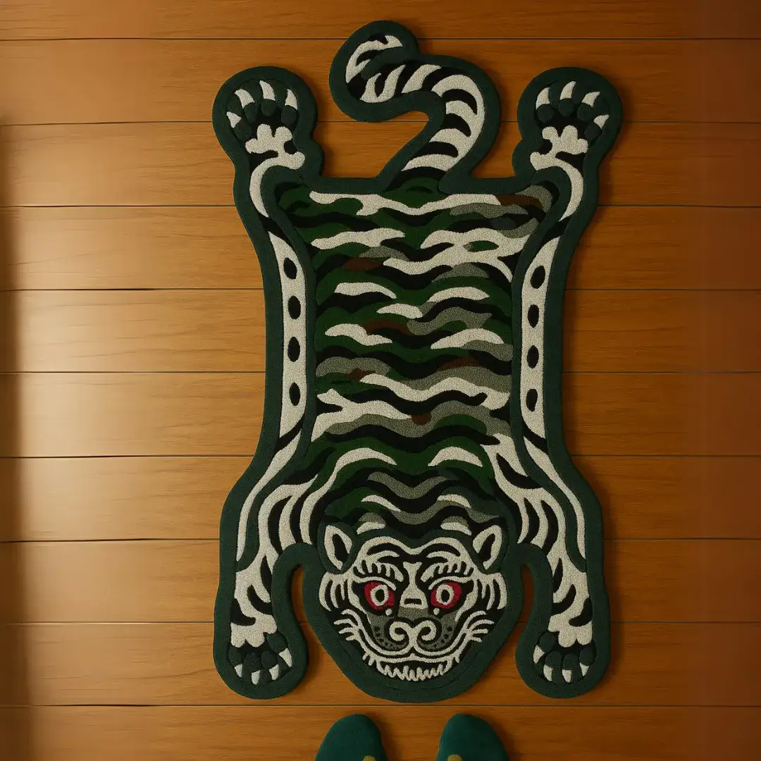 Military Green Tibetan Tiger Rug
