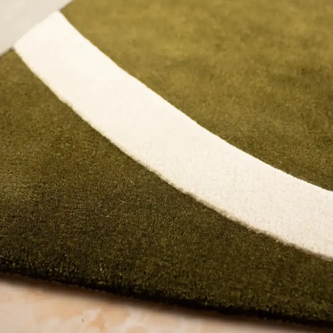 modern olive motion hand tufted rug
