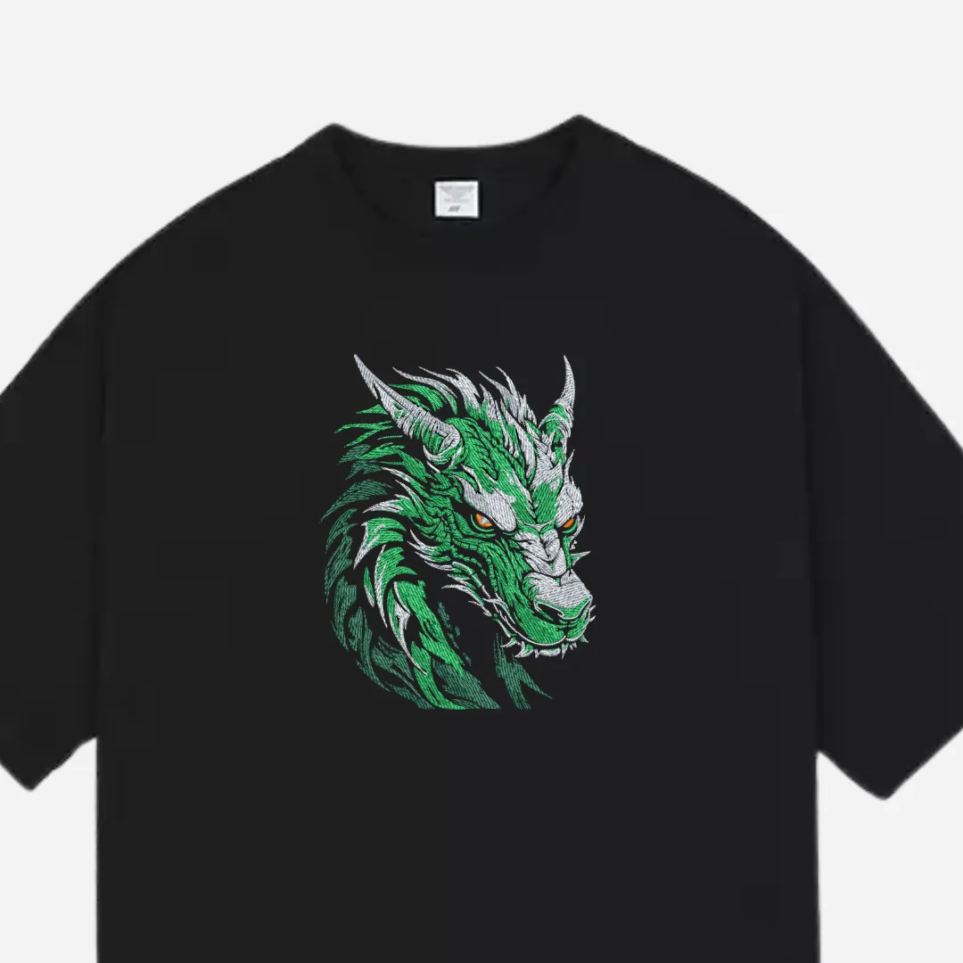 mystic green dragon embroidered tee