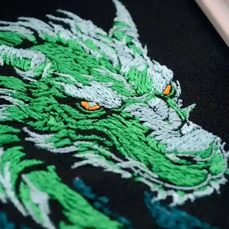 mystic green dragon embroidered tee