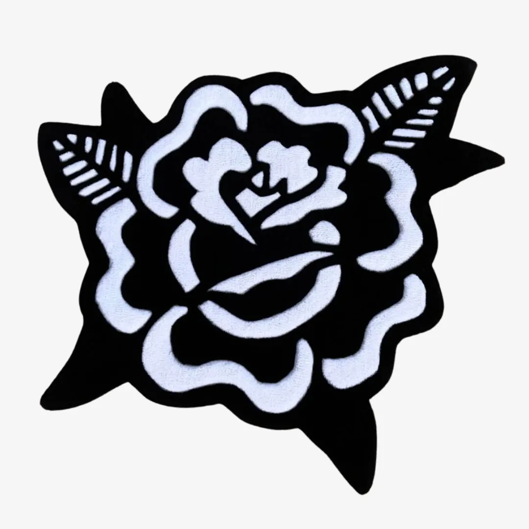 peony black tattoo rug