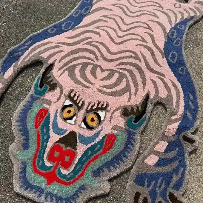 Pink Tibetan Tiger Rug