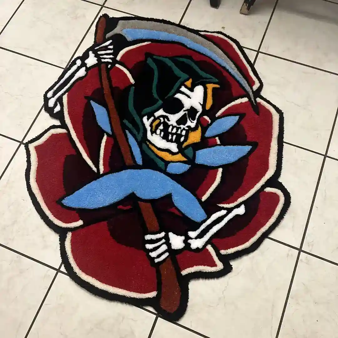 reaper rose tattoo rug
