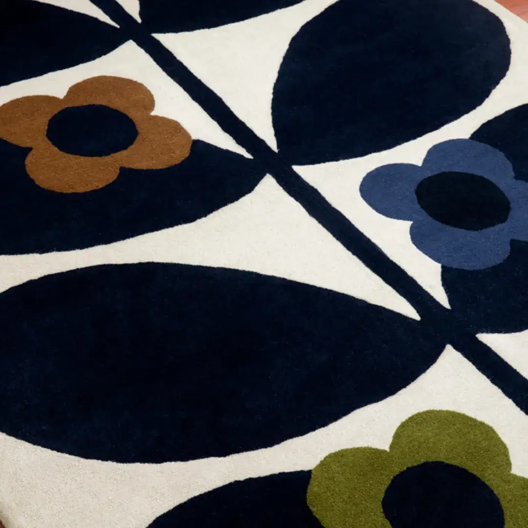 retro floral hand tufted rug