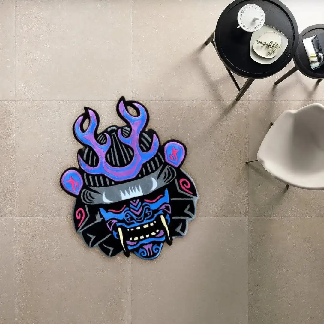 Samurai Oni Mask - Tattoo Rug