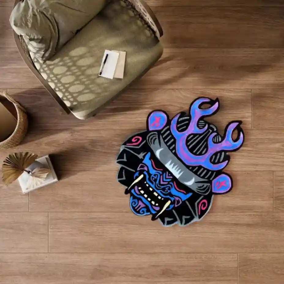 Samurai Oni Mask - Tattoo Rug