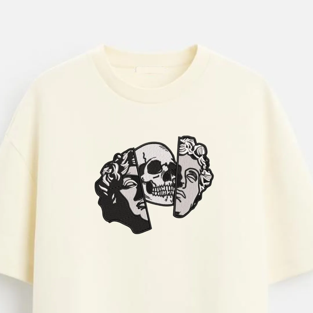 skeleton embroidery tees