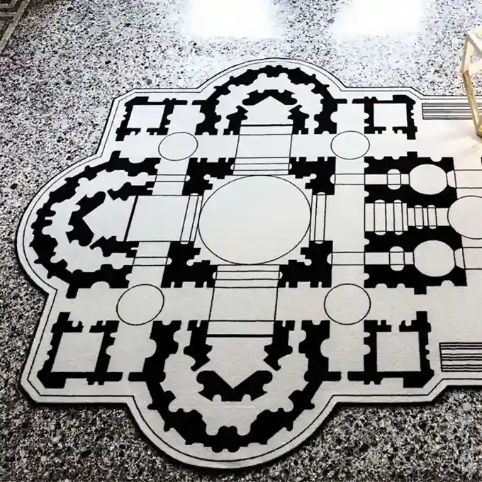 temple grid white hand tufted rug