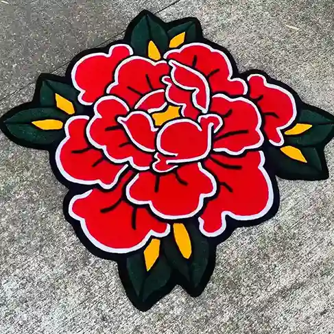 traditional peonie tattoo rug